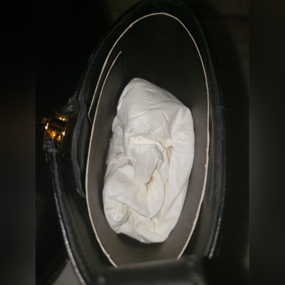 Guiseppe Zanotti Black leather biker moto western ankle boots gold plate heel 11 - Picture 9 of 16